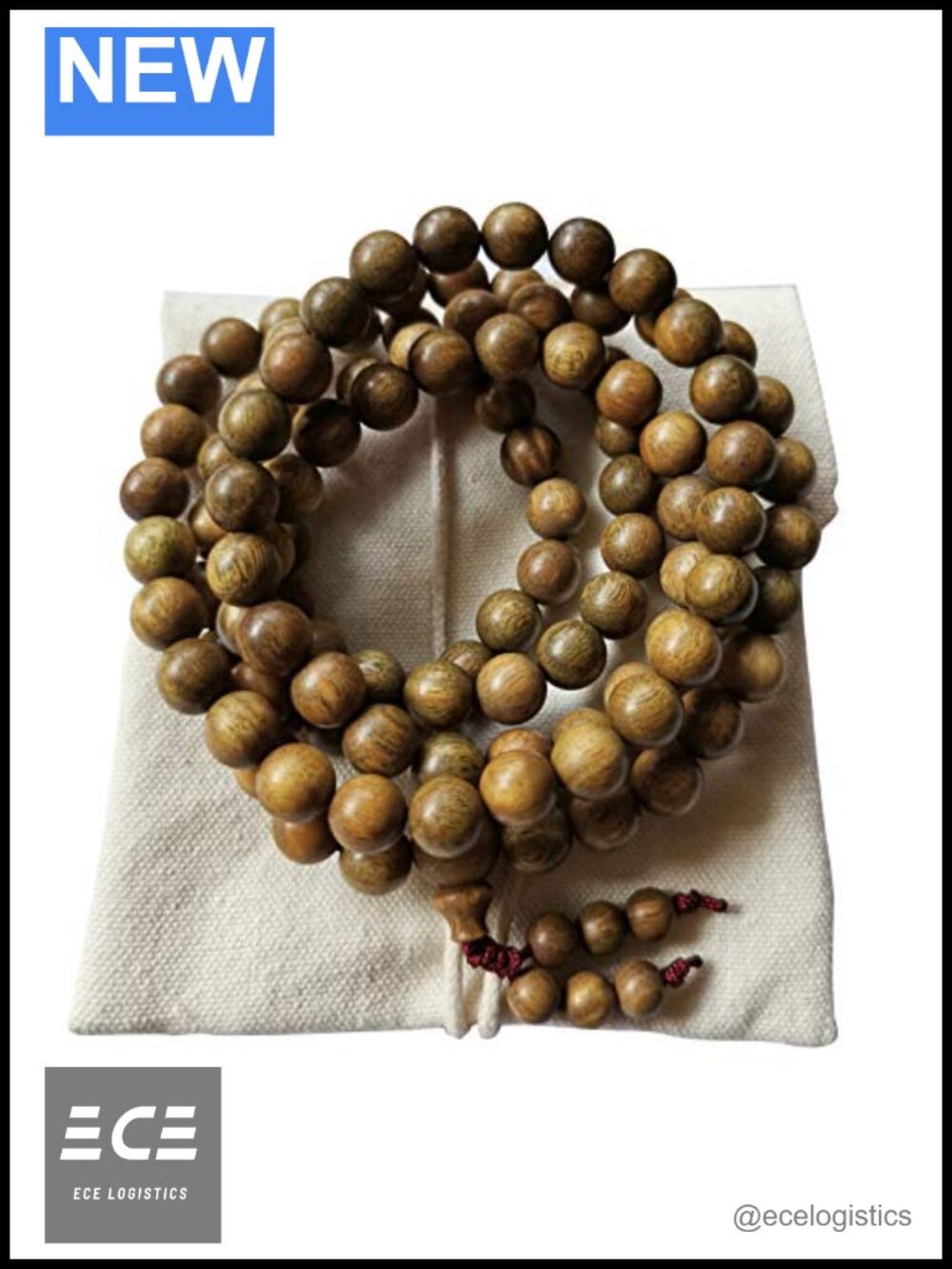 8mm Natural Fragrant Green Sandalwood 108 Mala Meditation Prayer Beads